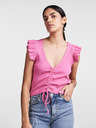 Pieces Tricou crop top roz pentru femei Pieces Tegan