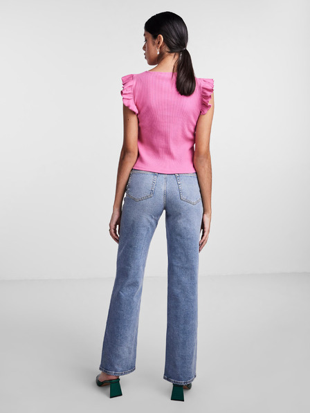 Pieces Tricou crop top roz pentru femei Pieces Tegan