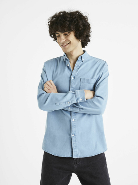 Celio Tricou albastru deschis din denim pentru bărbați Celio Cadeni