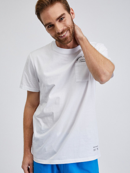 Sam 73 Tricou alb pentru bărbați cu buzunar SAM73 Fenaklid