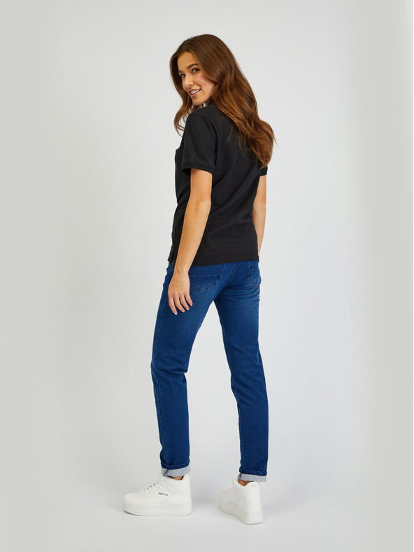 Sam 73 Cămașă polo neagră din bumbac pentru femei SAM73 Hydra