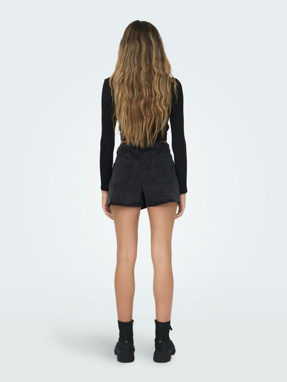 ONLY Tricou negru pentru femei cu fante ONLY Nikita