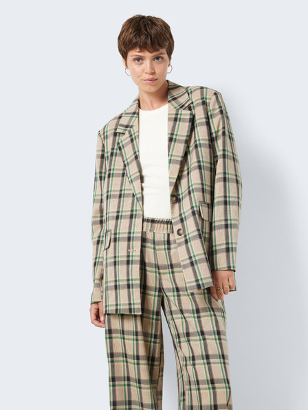 Noisy May Jachetă cu carouri supradimensionată, bej, pentru femei Noisy May Laura