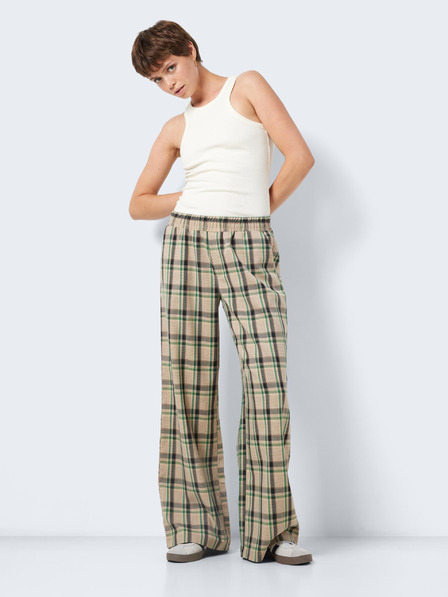 Noisy May Pantaloni în carouri bej pentru femei Noisy May Morgan