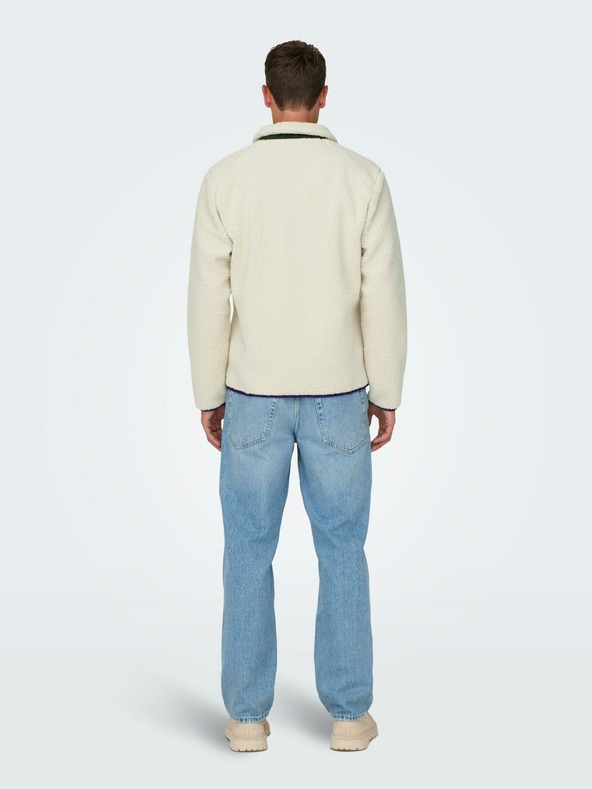 ONLY & SONS Jachetă bărbătească din blană artificială crem ONLY & SONS Dallas