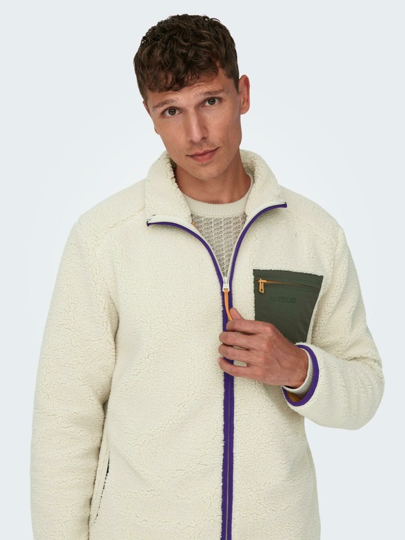 ONLY & SONS Jachetă bărbătească din blană artificială crem ONLY & SONS Dallas