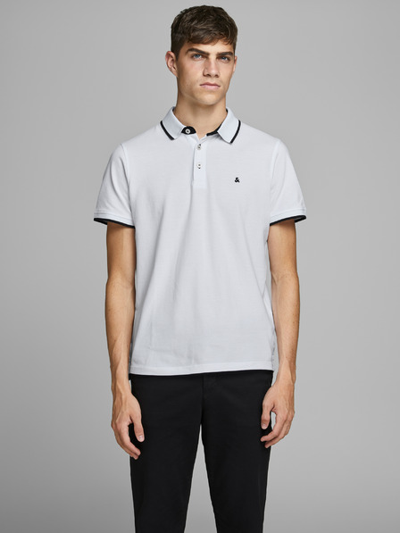 Jack & Jones Tricou polo alb pentru bărbați Jack & Jones Paulos