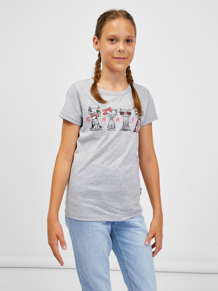 Sam 73 Tricou pentru fete gri deschis cu dungi SAM 73 Axill