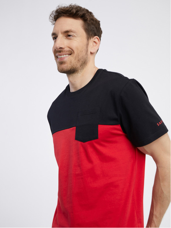 Sam 73 Tricou SAM 73 Sirius negru și roșu pentru bărbați