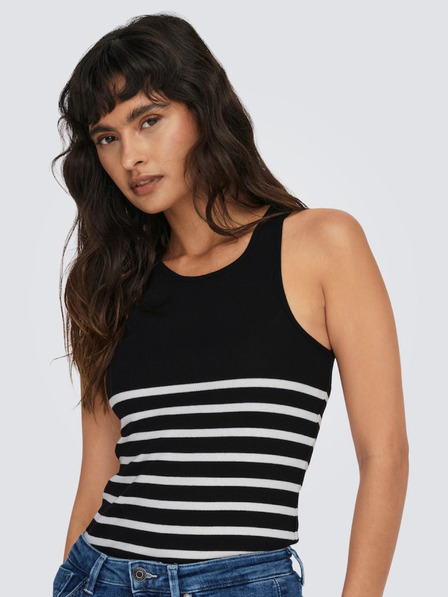 ONLY Tricou negru cu dungi pentru femei ONLY Kenya