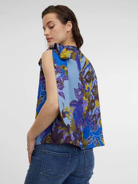 Orsay Bluză albastră din satin cu model pentru femei ORSAY
