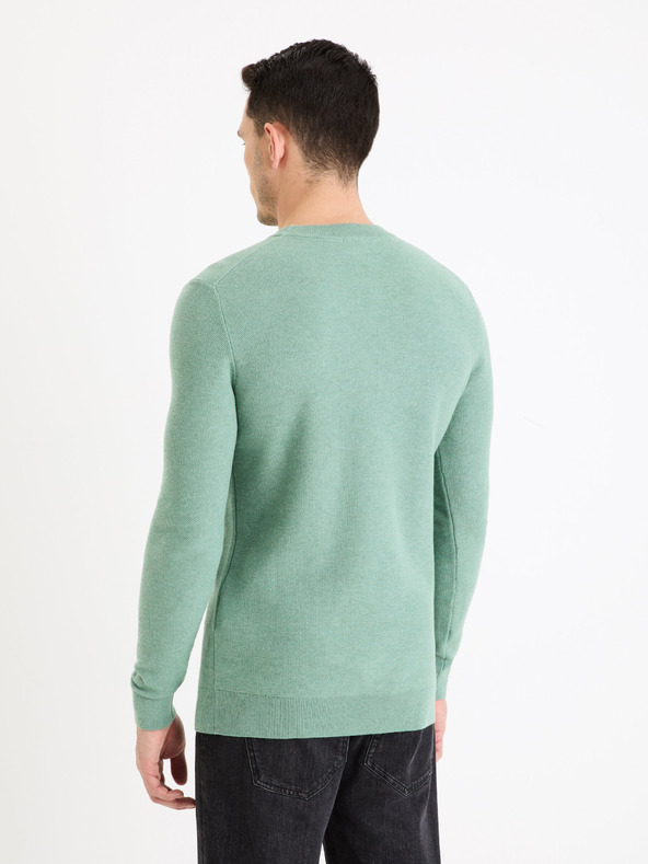 Celio Pulover basic verde pentru bărbați Celio Bepic