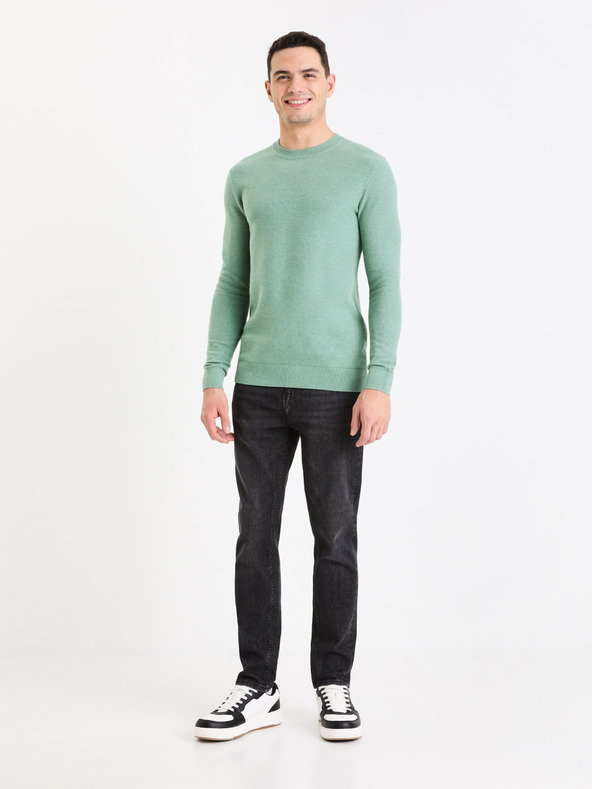 Celio Pulover basic verde pentru bărbați Celio Bepic