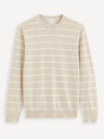 Celio Pulover basic bărbați bej cu dungi Celio Decoton