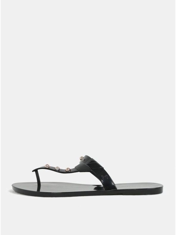 Zaxy Flip flop negru lucios cu detalii aurii Zaxy Spike