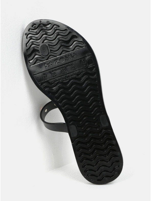 Zaxy Flip flop negru lucios cu detalii aurii Zaxy Spike