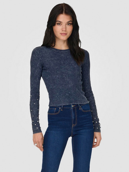 ONLY Tricou cu nervuri albastru închis pentru femei ONLY Valerie