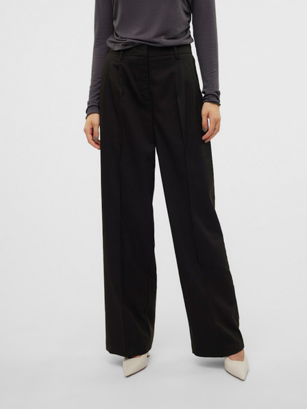 Vero Moda Pantaloni negri pentru femei cu picior lat Vero Moda Nila