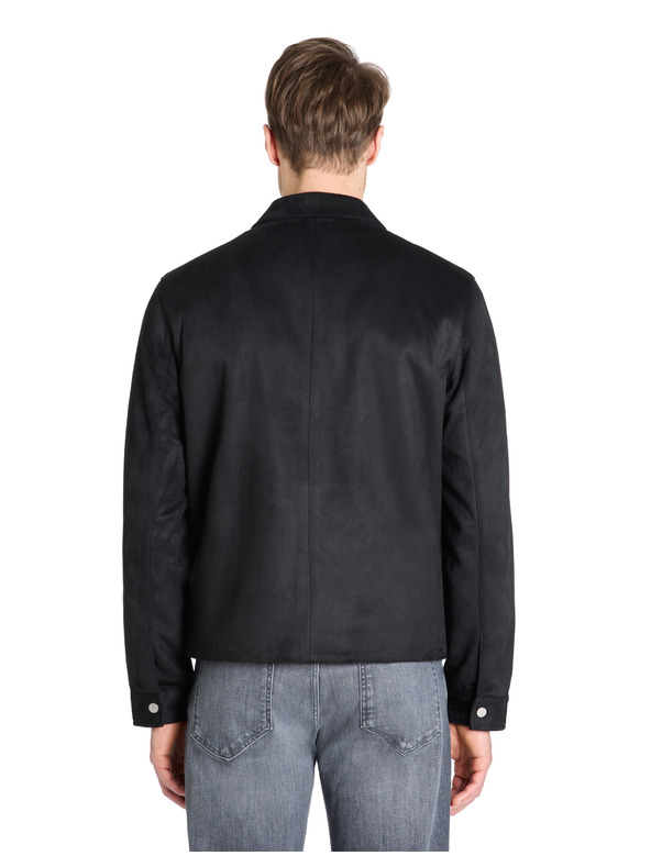 Celio Jachetă bărbătească din piele întoarsă neagră Celio Lufaster