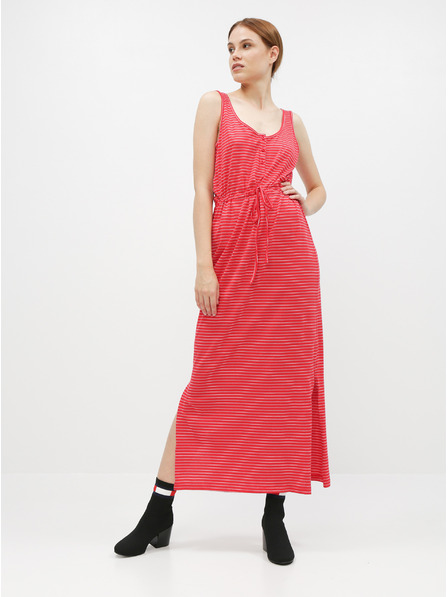 Vero Moda Rochie maxi basic cu dungi roșii, cu nasturi și fante VERO MODA Daina