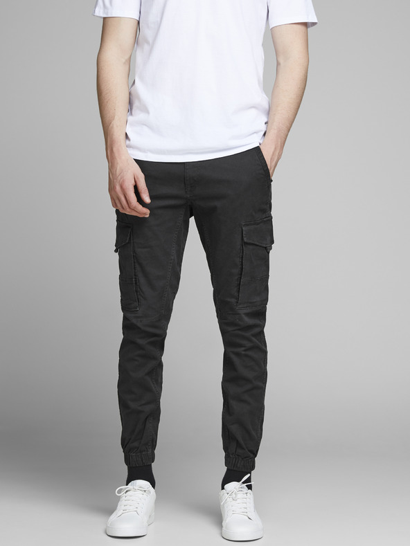 Jack & Jones Pantaloni negri cu croială conică Jack & Jones Paul