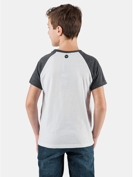 Sam 73 Tricou alb pentru băieți cu imprimeu SAM 73