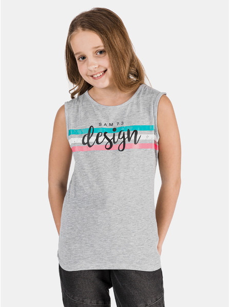 Sam 73 Tricou gri pentru fete cu imprimeu SAM 73