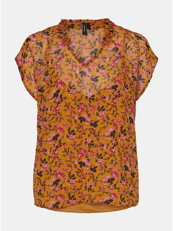 Vero Moda Bluza florala mustar VERO MODA Vilde