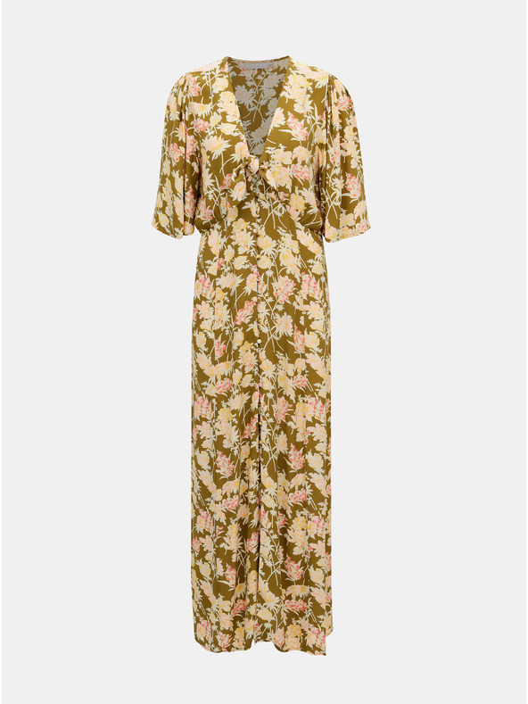 Pieces Rochie maxi florală kaki Pieces Polly