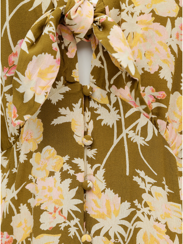 Pieces Rochie maxi florală kaki Pieces Polly