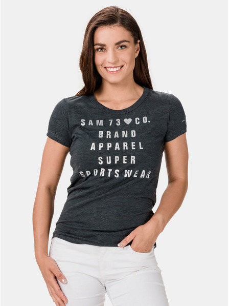Sam 73 Tricou de damă gri închis imprimat cu SAM 73 Penny