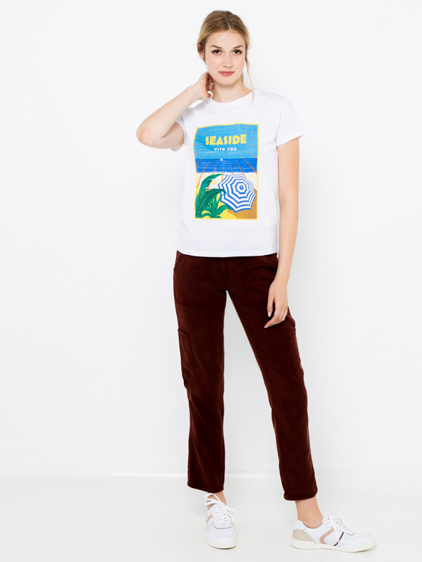 CAMAIEU Tricou alb cu imprimeu CAMAIEU