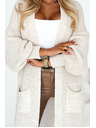 numoco Cardigan - pulover lung cu buzunare - bej