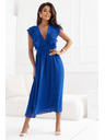 numoco Rochie midi YANA cu volănașe plisate și decolteu - albastru cobalt