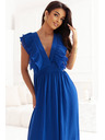 numoco Rochie midi YANA cu volănașe plisate și decolteu - albastru cobalt