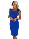 numoco Rochie elegantă midi cu decolteu frumos și mâneci scurte - albastru cobalt