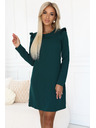 numoco Rochie elegantă NELL cu volănașe pe umeri - verde sticle