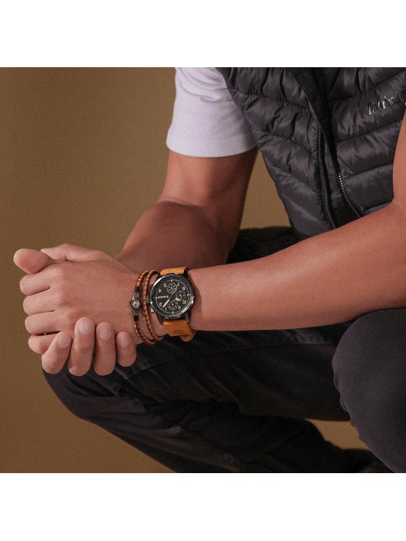 Timberland Brățară dublă din piele maro pentru bărbați Timberland