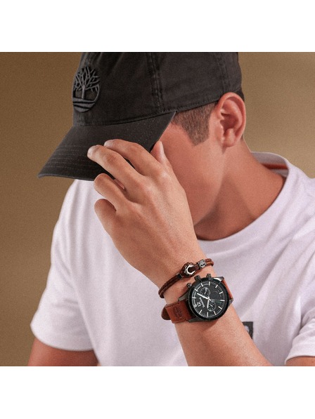Timberland Brățară din piele maro pentru bărbați Timberland TDAGB0002502