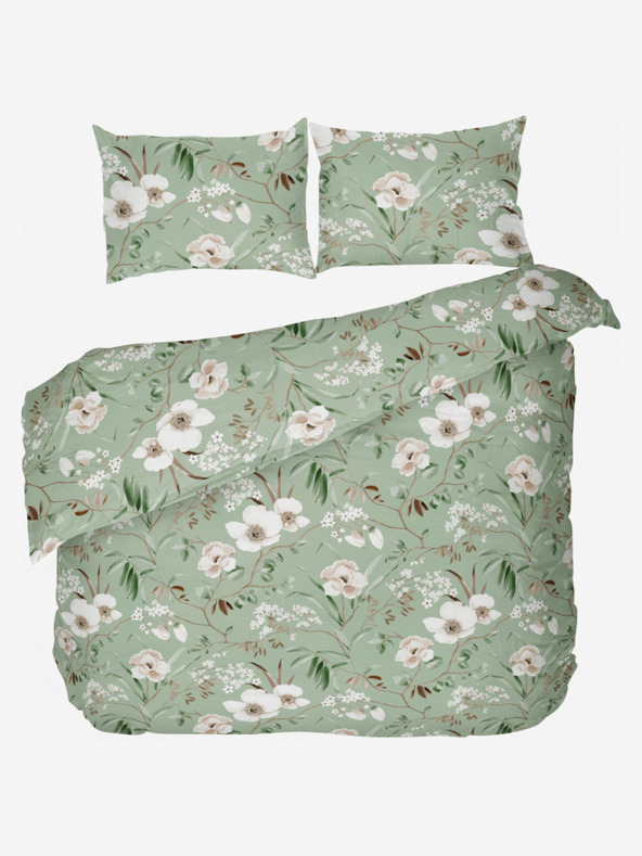 Kvalitex Set lenjerie de pat din bumbac DELUX 220x200, 70x90cm MAGNOLIA verde