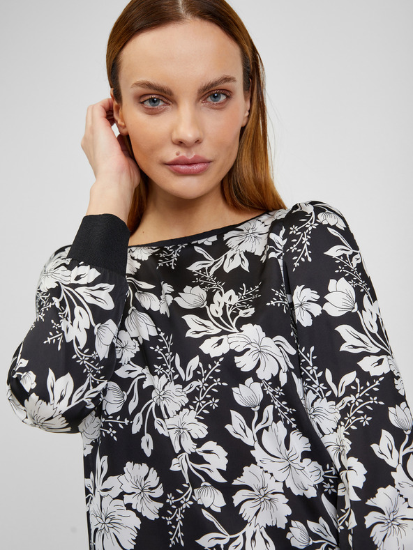 Orsay Bluză florală de damă albă și neagră ORSAY