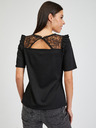 Orsay Bluză neagră de damă cu dantelă la spate ORSAY