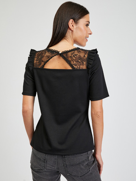 Orsay Bluză neagră de damă cu dantelă la spate ORSAY