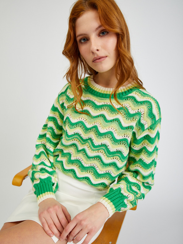 Orsay Pulover de damă cu dungi galben-verde ORSAY