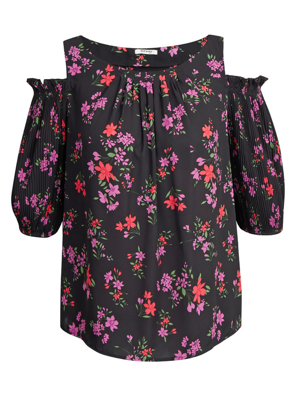 Orsay Bluză de damă neagră florală ORSAY