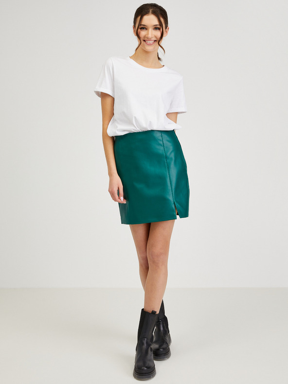 Orsay Fustă de damă din imitație de piele verde ORSAY