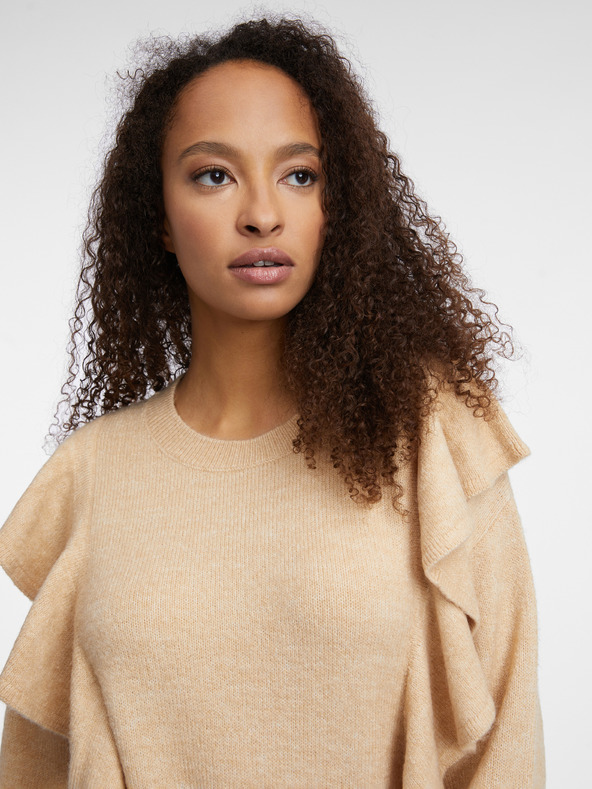 Orsay Pulover bej cu volane pentru femei ORSAY