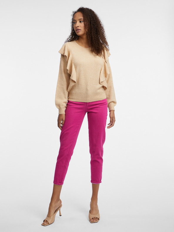 Orsay Pulover bej cu volane pentru femei ORSAY