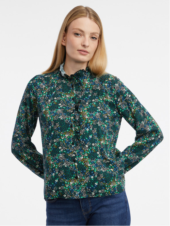 Orsay Bluză cu model floral verde închis pentru femei ORSAY