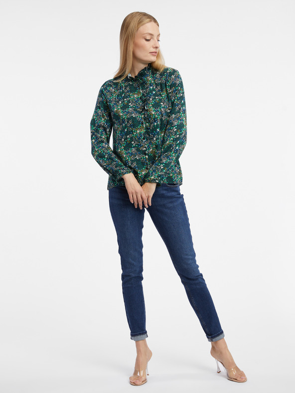Orsay Bluză cu model floral verde închis pentru femei ORSAY